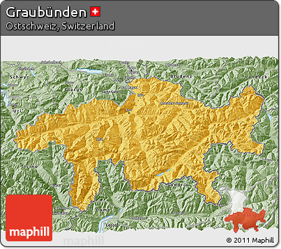 Savanna Style 3D Map of Graubünden