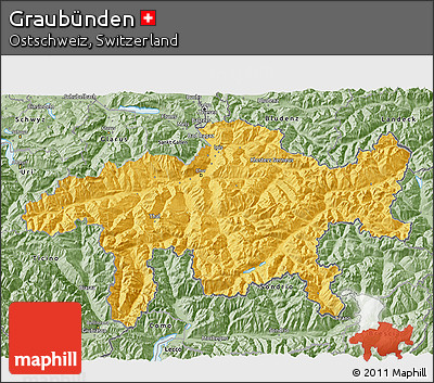 Savanna Style 3D Map of Graubünden