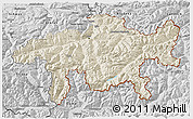 Shaded Relief 3D Map of Graubünden, desaturated