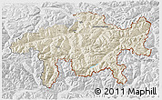 Shaded Relief 3D Map of Graubünden, lighten, desaturated