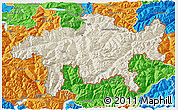 Shaded Relief 3D Map of Graubünden, political outside