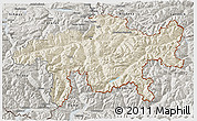 Shaded Relief 3D Map of Graubünden, semi-desaturated