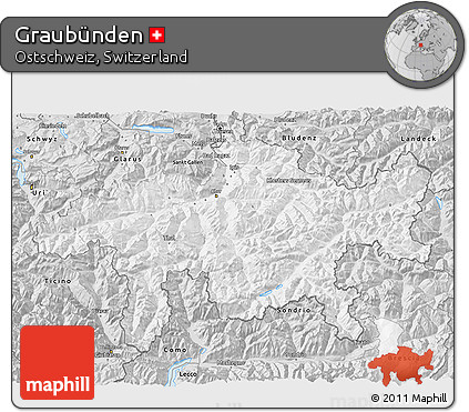 Silver Style 3D Map of Graubünden