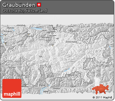 Silver Style 3D Map of Graubünden