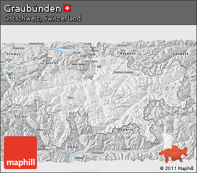 Silver Style 3D Map of Graubünden
