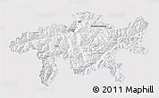 Silver Style 3D Map of Graubünden, single color outside