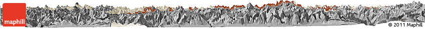 Shaded Relief Horizon Map of Graubünden, darken, desaturated