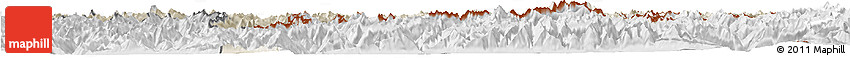 Shaded Relief Horizon Map of Graubünden, lighten, desaturated