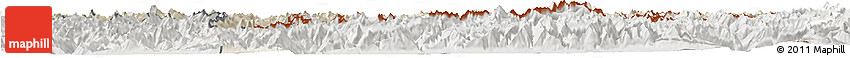 Shaded Relief Horizon Map of Graubünden, lighten, semi-desaturated