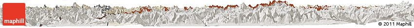 Shaded Relief Horizon Map of Graubünden, semi-desaturated