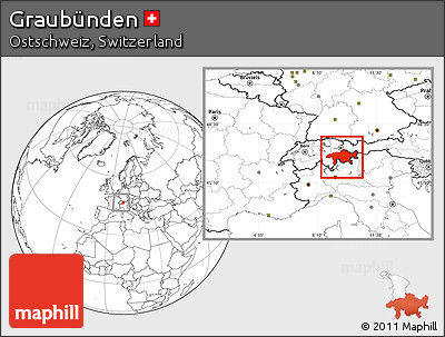 Blank Location Map of Graubünden, within the entire country