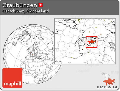 Blank Location Map of Graubünden, highlighted parent region, within the entire country