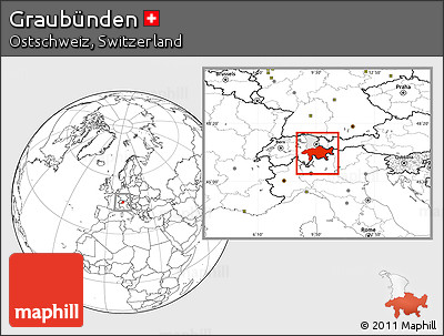 Blank Location Map of Graubünden, highlighted parent region
