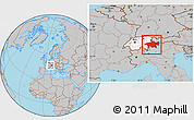 Gray Location Map of Graubünden, highlighted country, within the entire country