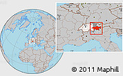 Gray Location Map of Graubünden, highlighted country, highlighted parent region, within the entire country