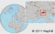 Gray Location Map of Graubünden, highlighted parent region, within the entire country