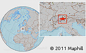 Gray Location Map of Graubünden, hill shading