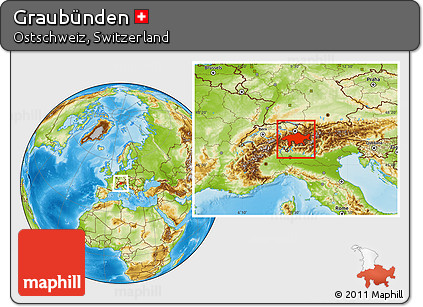 Physical Location Map of Graubünden