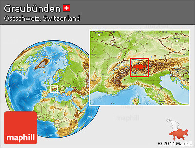 Physical Location Map of Graubünden