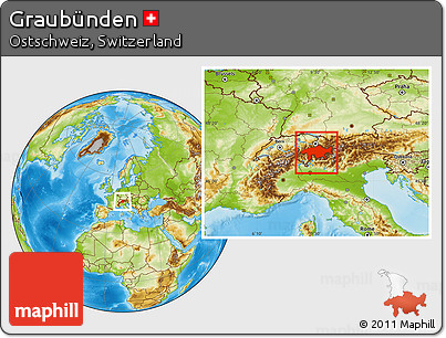 Physical Location Map of Graubünden