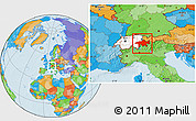 Political Location Map of Graubünden, highlighted country