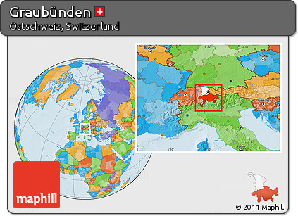 Political Location Map of Graubünden, highlighted parent region