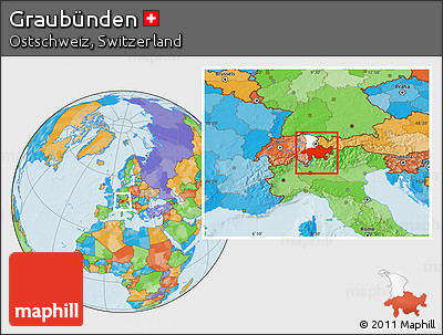 Political Location Map of Graubünden, highlighted parent region