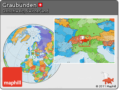 Political Location Map of Graubünden, highlighted parent region