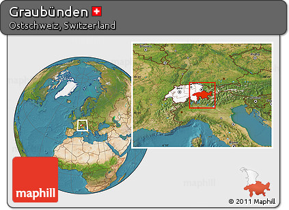 Satellite Location Map of Graubünden, highlighted country