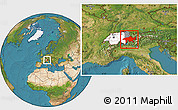 Satellite Location Map of Graubünden, highlighted country, highlighted parent region