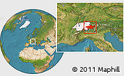 Satellite Location Map of Graubünden, highlighted country