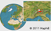 Satellite Location Map of Graubünden, highlighted parent region, within the entire country