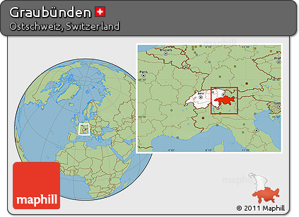 Savanna Style Location Map of Graubünden, highlighted country, within the entire country