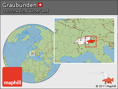 Savanna Style Location Map of Graubünden, highlighted country, within the entire country