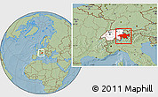 Savanna Style Location Map of Graubünden, highlighted country, within the entire country, hill shading