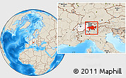 Shaded Relief Location Map of Graubünden, highlighted country, highlighted parent region