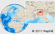Shaded Relief Location Map of Graubünden, highlighted country