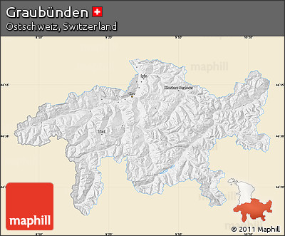 Classic Style Map of Graubünden, single color outside