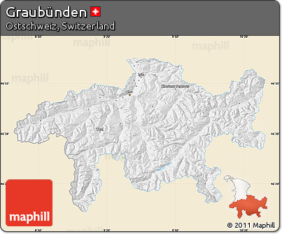 Classic Style Map of Graubünden, single color outside