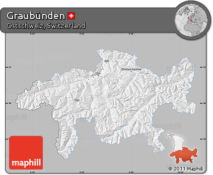 Gray Map of Graubünden, single color outside