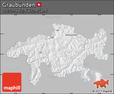 Gray Map of Graubünden, single color outside