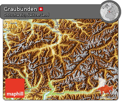 Physical Map of Graubünden