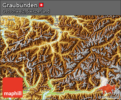 Physical Map of Graubünden