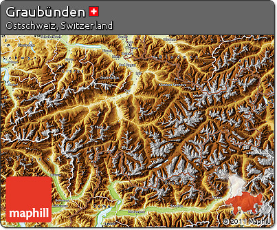 Physical Map of Graubünden