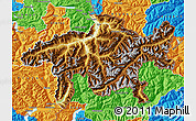 Physical Map of Graubünden, political outside