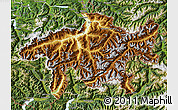 Physical Map of Graubünden, satellite outside