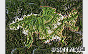 Satellite Map of Graubünden, darken