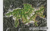 Satellite Map of Graubünden, darken, semi-desaturated