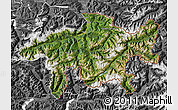Satellite Map of Graubünden, desaturated
