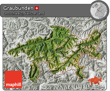 Satellite Map of Graubünden, lighten, semi-desaturated